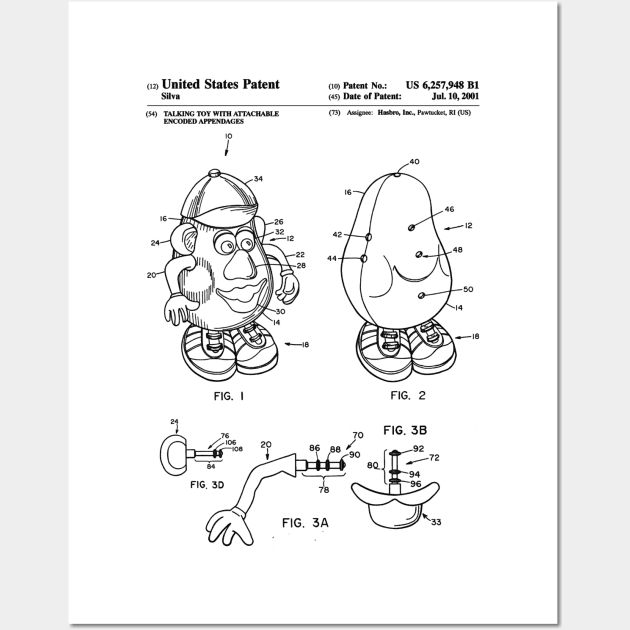 Mr.Potato Head Patent Black Wall Art by Luve